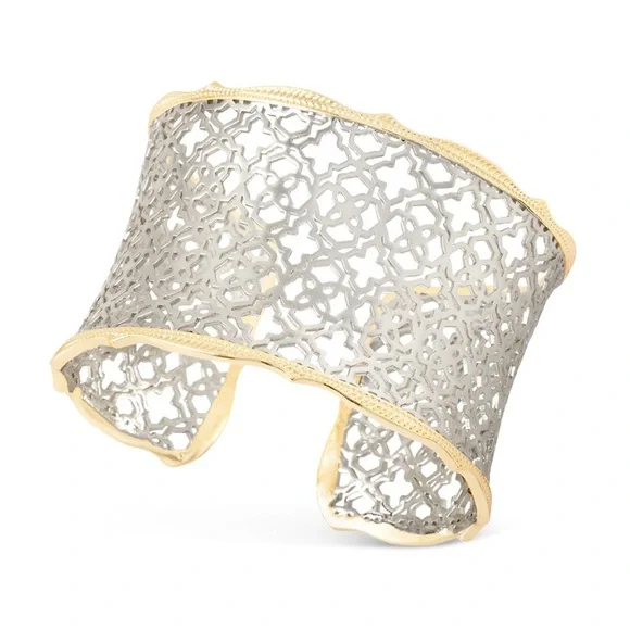Kendra Scott Silver Intricate Candice silver and gold Cuff Bracelet one size NWT - Picture 2 of 10